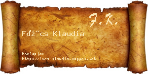 Föcs Klaudia névjegykártya